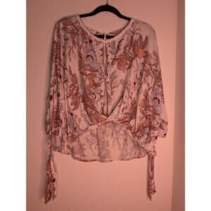 Free People Keepin' On Floral Twist Blouse S Coquette Boho